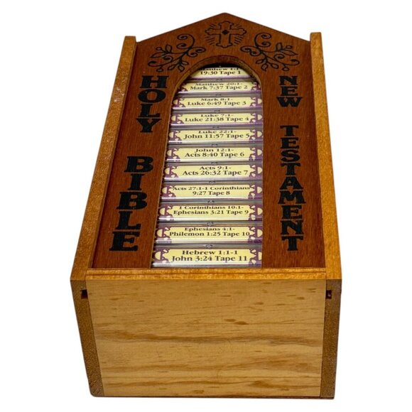 King James Holy Bible New Testament 12 Cassette Audio 11 New Wood Box Scourby 79 - Picture 10 of 16